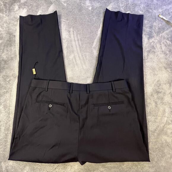 Adolfo Pants Mens 38x32 Black Wool Cashmere Super 140s Dress Slacks Flat Front - Picture 13 of 14